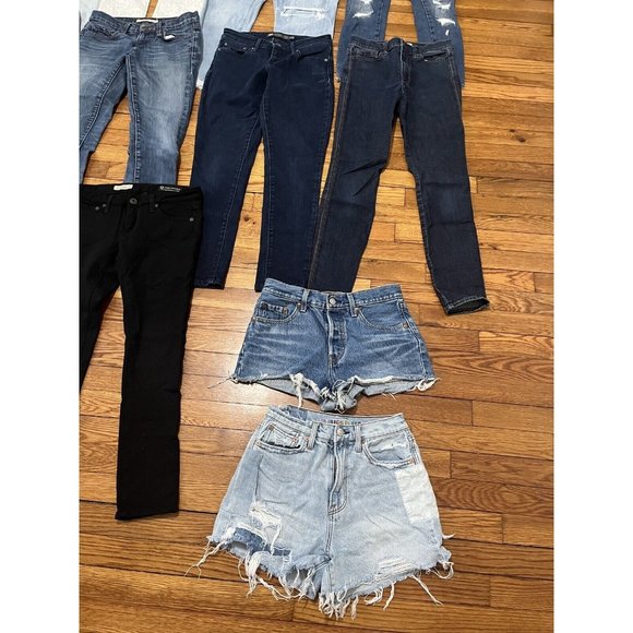 American Eagle Jeans Jeggings Womens Size 00 0 24-25” Waist Lot 12 Shorts Pants - Picture 2 of 15